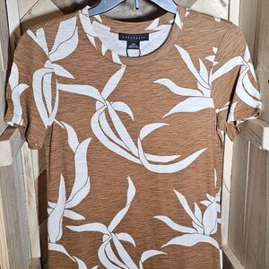 Sanctuary Cities Brown and White Leaf Print T-Shirt Dress Size XS
